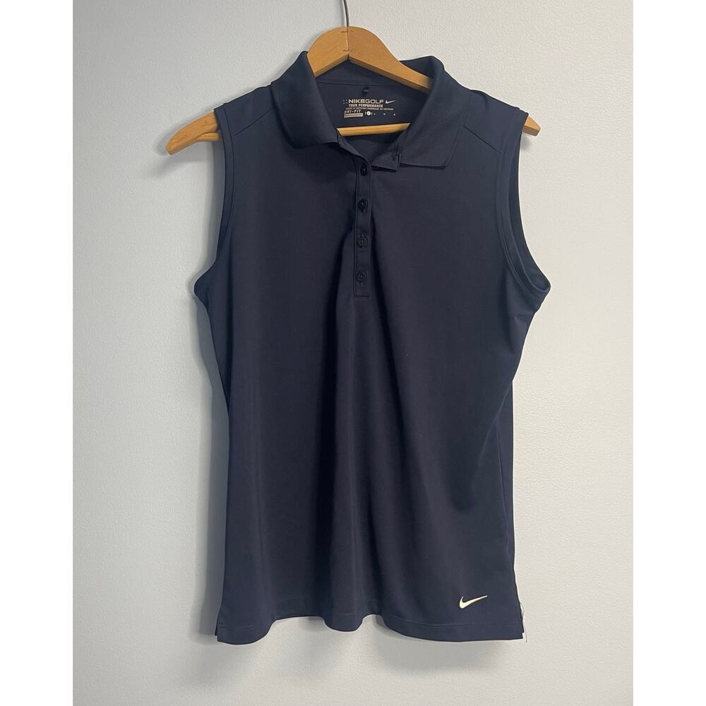 Nike Womens Navy DRI-FIT Victory Sleeveless golf polo SZ L
